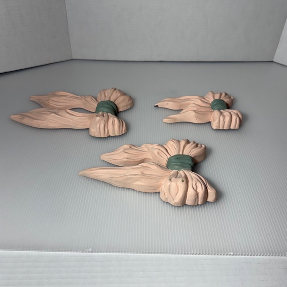 VINTAGE HOMCO PINK RIBBON BOWS Wall Decor Made in the USA Set of 3 - Picture 4 of 5